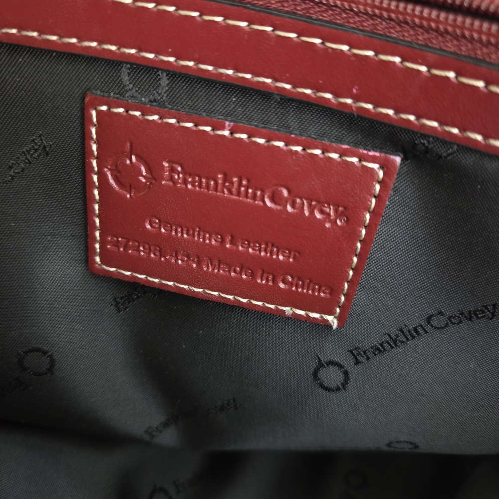 Franklin Covey Elegant Burgundy Leather Briefcase Bag Preloved - Picture 3 of 13